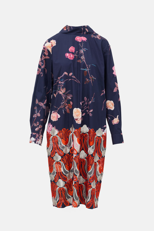 Dries Van Noten Floral Embroidered Shirt Dress