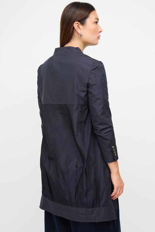 Dries Van Noten Navy Cotton & Silk Convertible Coat
