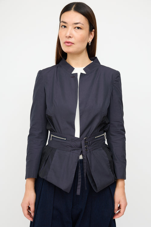 Dries Van Noten Navy Cotton & Silk Convertible Coat