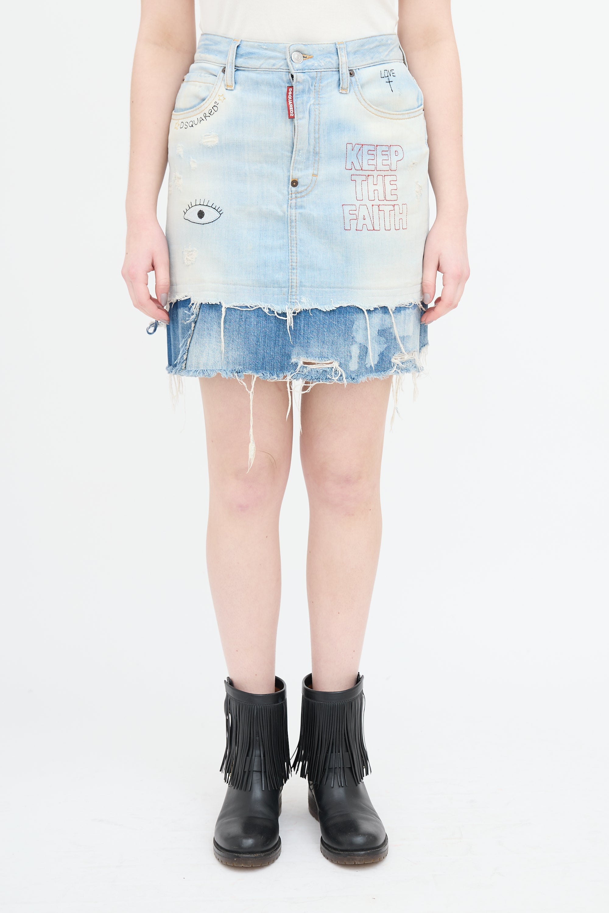 DSquared2 Embroidered Denim Skirt