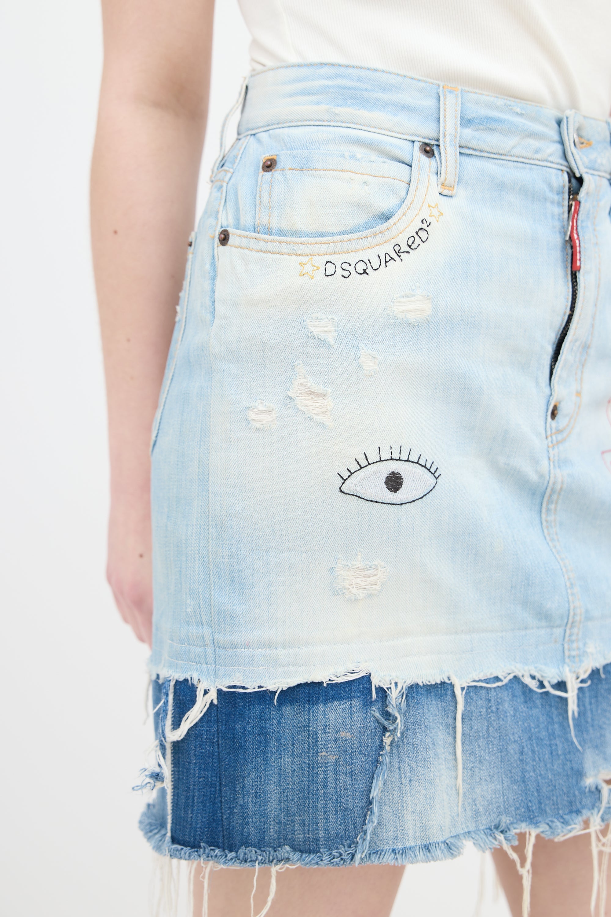 DSquared9 Embroidered Denim Skirt