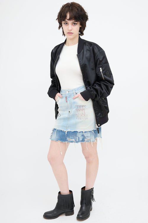 DSquared4 Embroidered Denim Skirt