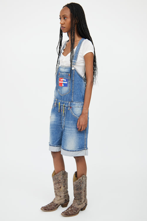 DSquared2 Medium Wash Cropped Logo Overall