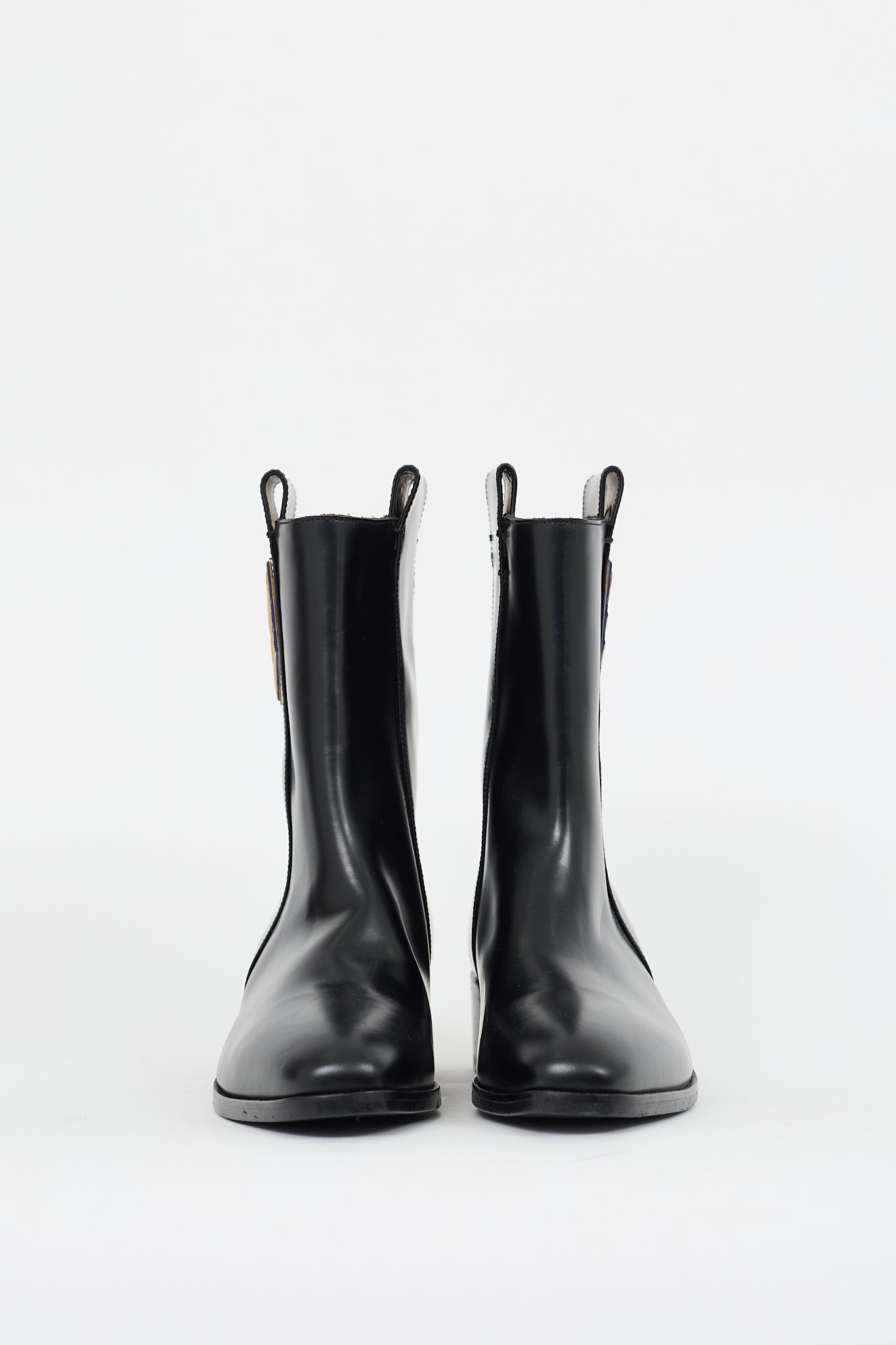 DSquared2 Black Leather Urban Officer Mid Calf Boot