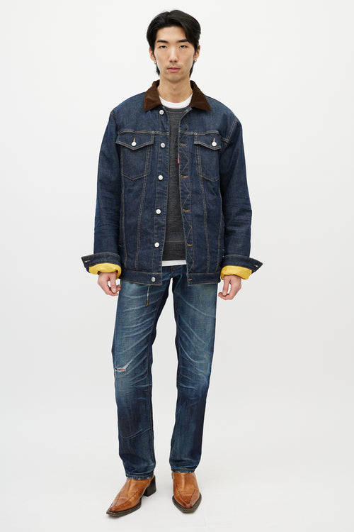 DSquared2 Blue & Brown Corduroy Denim Jacket