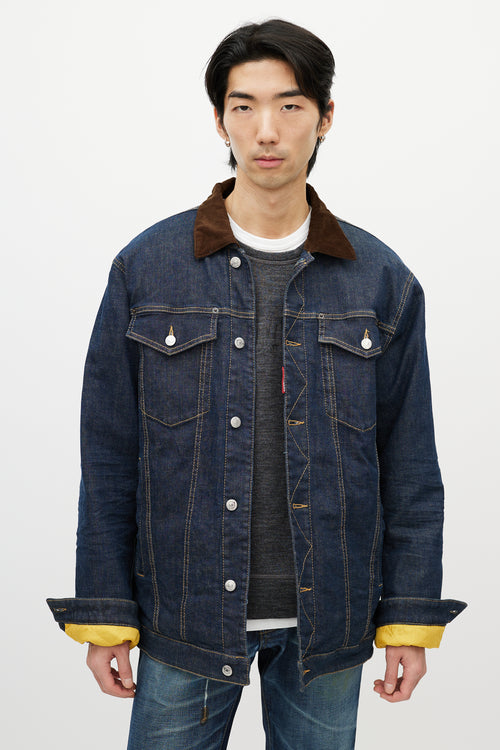 DSquared2 Blue & Brown Corduroy Denim Jacket