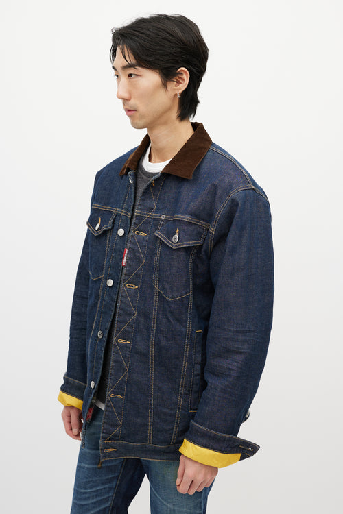 DSquared2 Blue & Brown Corduroy Denim Jacket
