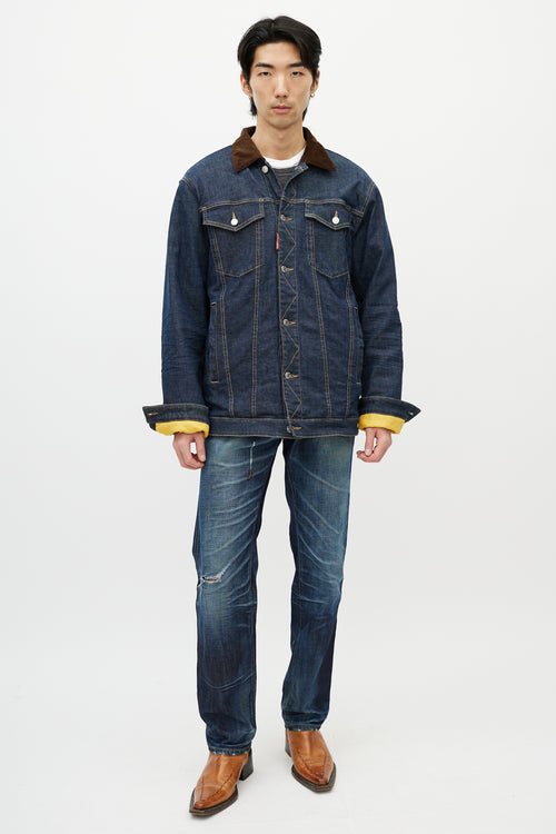 DSquared2 Blue & Brown Corduroy Denim Jacket