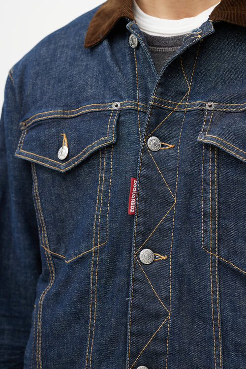 DSquared2 Blue & Brown Corduroy Denim Jacket
