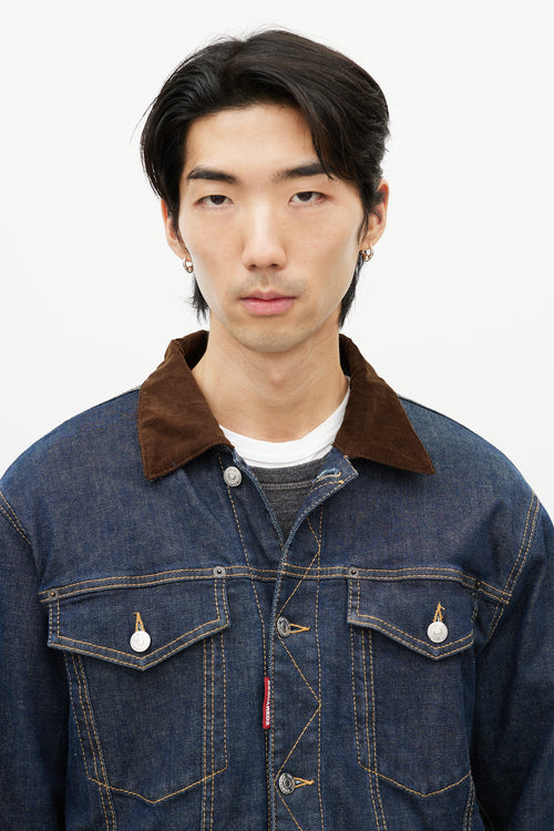 DSquared2 Blue & Brown Corduroy Denim Jacket