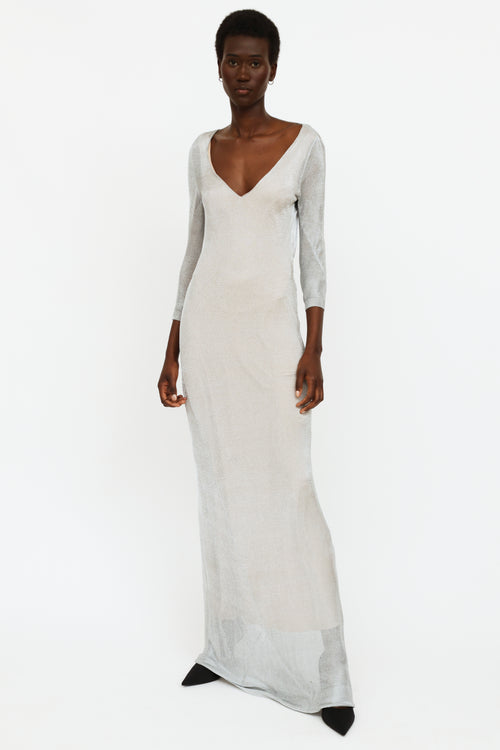DSquared4 Silver Sparkly Knit Gown