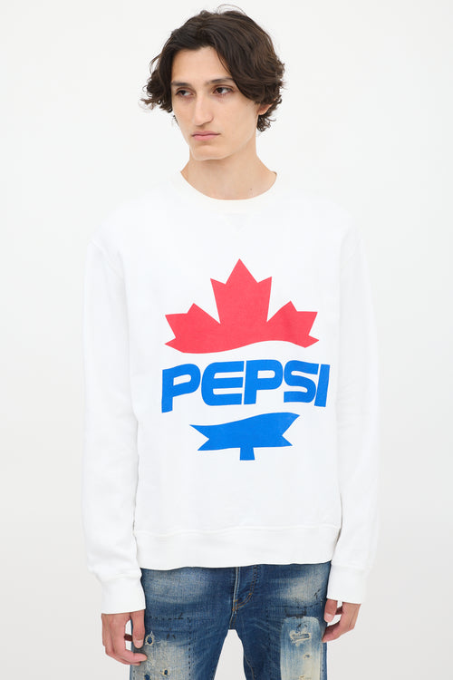 DSquared2 X Pepsi White & Multicolour Logo Crewneck