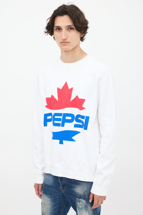 DSquared2 X Pepsi White & Multicolour Logo Crewneck
