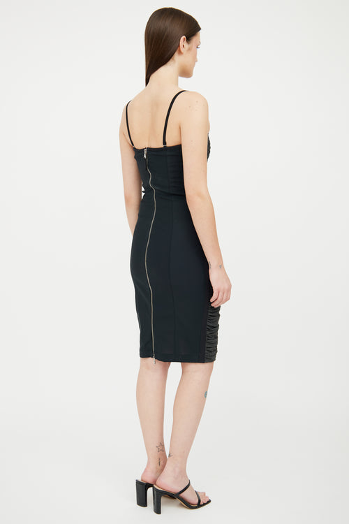 Dolce & Gabbana Grey & Black Ruched Corset Dress