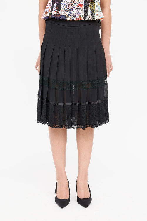 Dolce & Gabbana Pleated Lace Midi Skirt