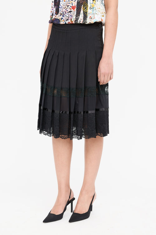 Dolce & Gabbana Pleated Lace Midi Skirt