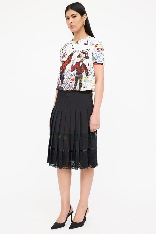 Dolce & Gabbana Pleated Lace Midi Skirt