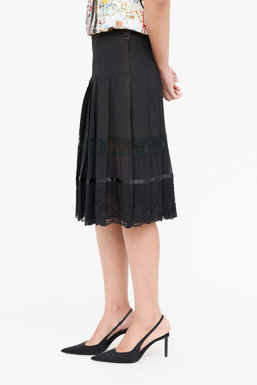 Dolce & Gabbana Pleated Lace Midi Skirt