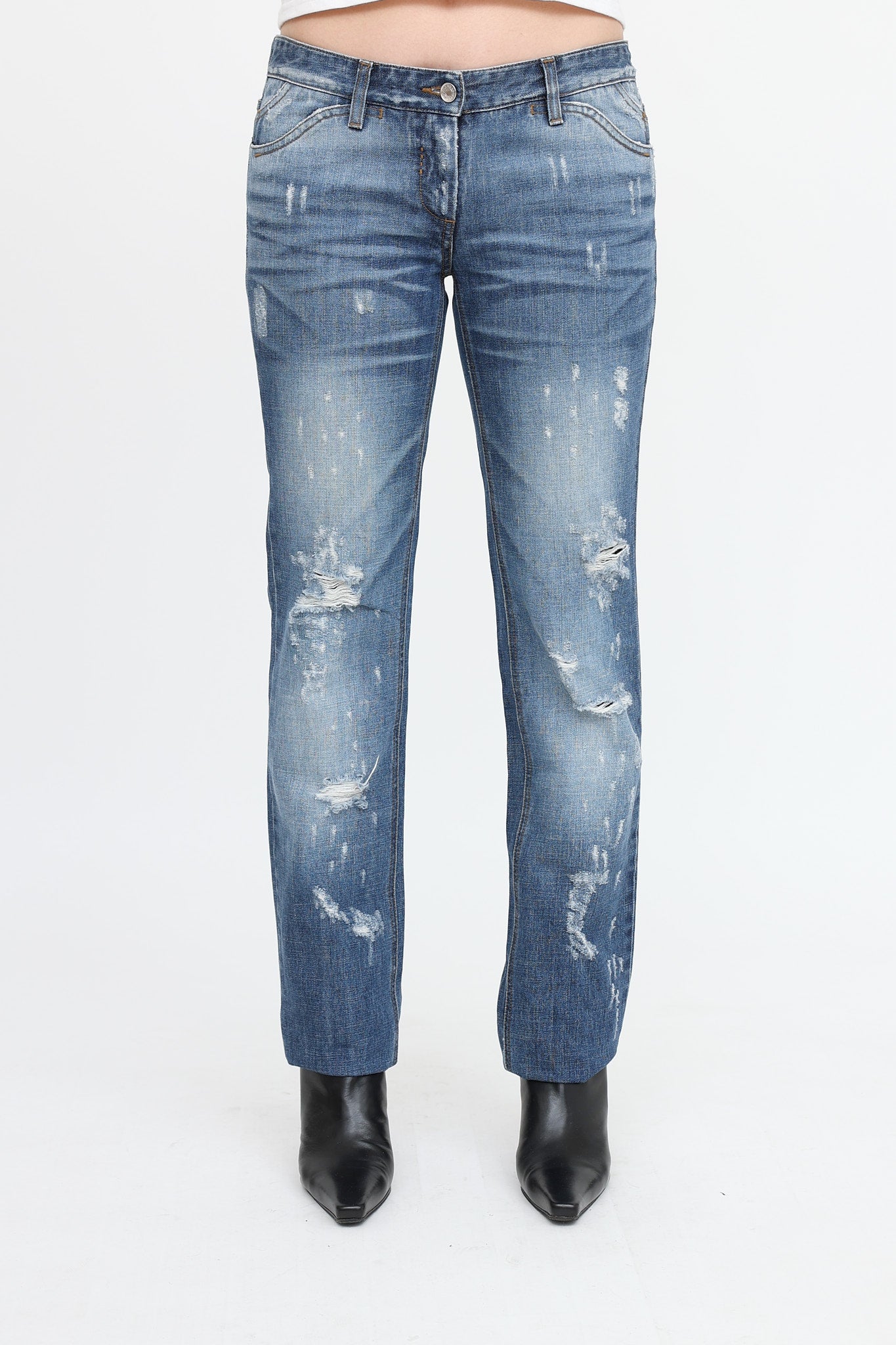 Distressed Low Rise Jeans