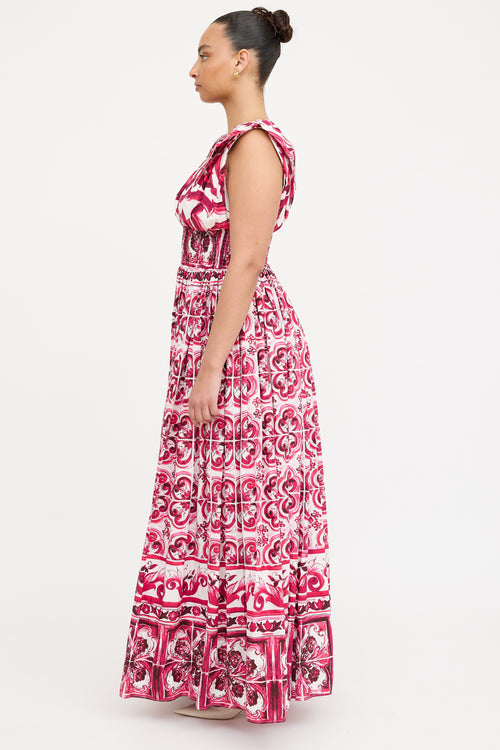 Dolce & Gabbana Floral Smocked Maxi Dress