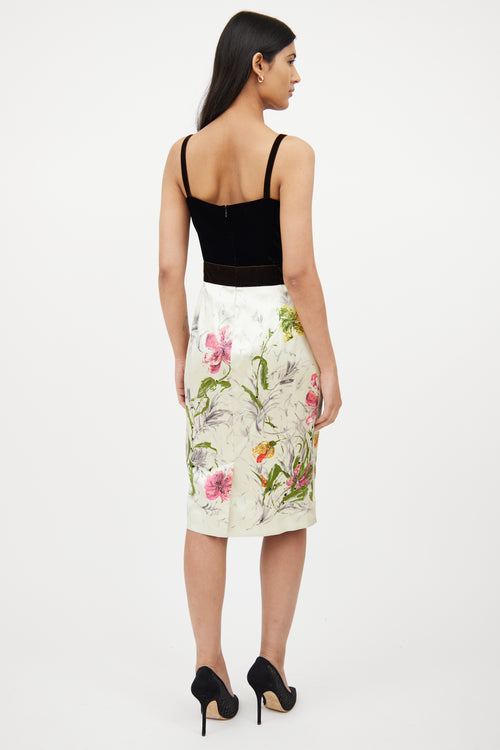 Dolce & GabbanaBlack Velvet & Cream Floral Dress