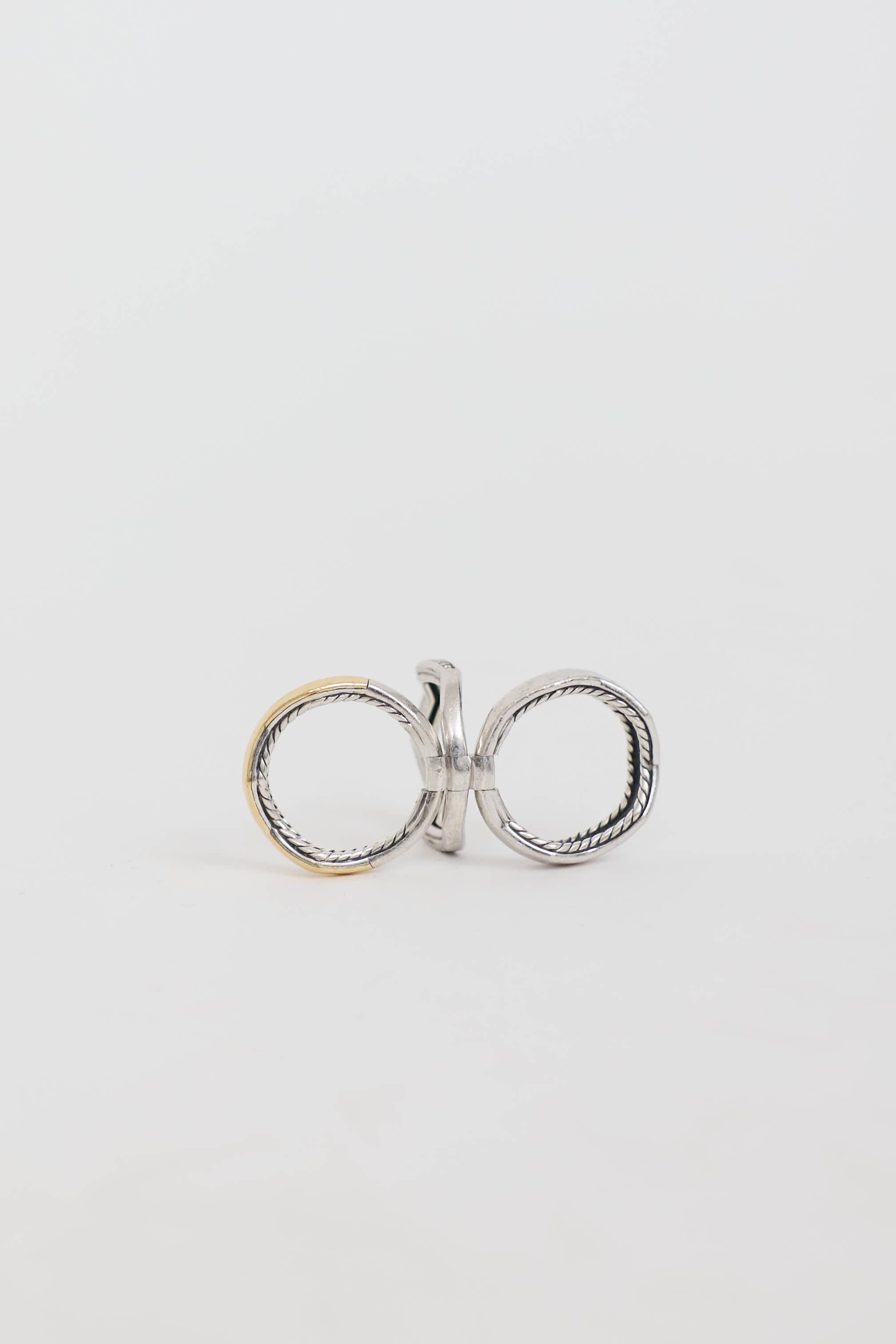 David Yurman Sterling Silver & 18K Yellow Gold Diamond Zig Zag Stax Ring