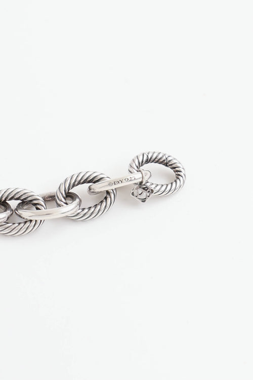 David Yurman Sterling Silver Ceramic Oval Link Necklace