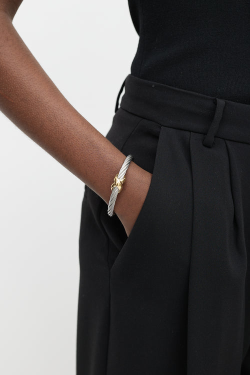 David Yurman Silver & Gold Station Cable Bracelet