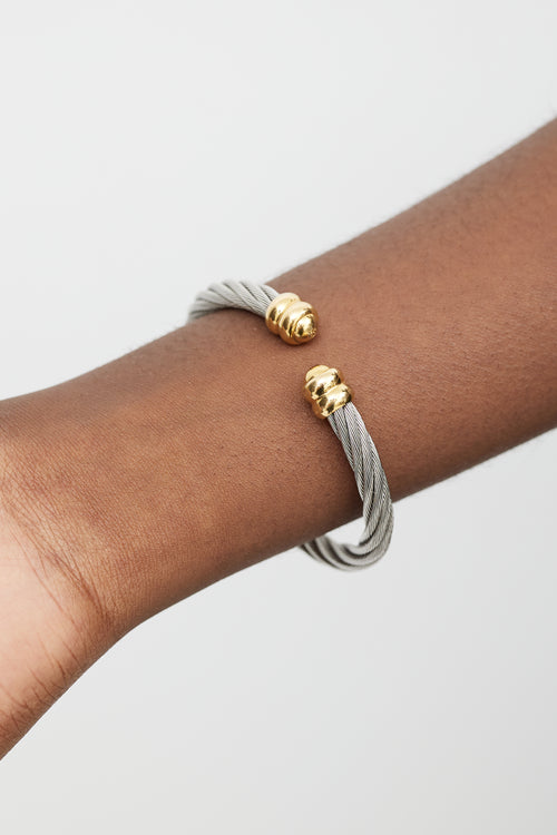 David Yurman Silver & Gold Station Cable Bracelet