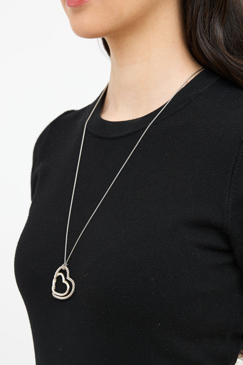 David Yurman Sterling Silver & 18K Gold Continuance Heart Necklace