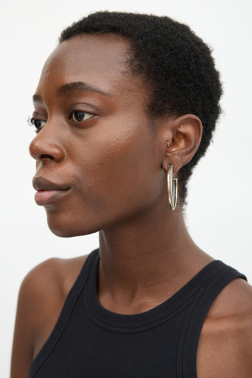 David Yurman Sterling Silver & 18K Gold Cable Hoop Earrings