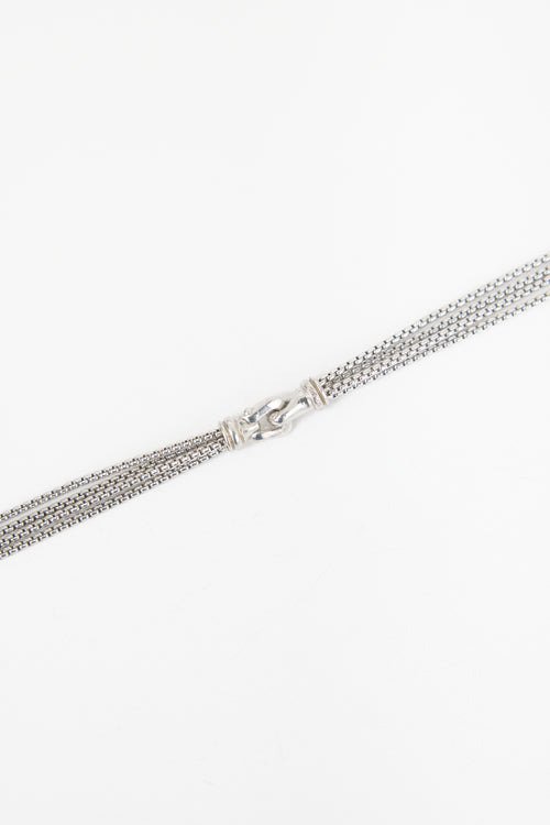 David Yurman Sterling Silver & Pearl 4 Row Necklace