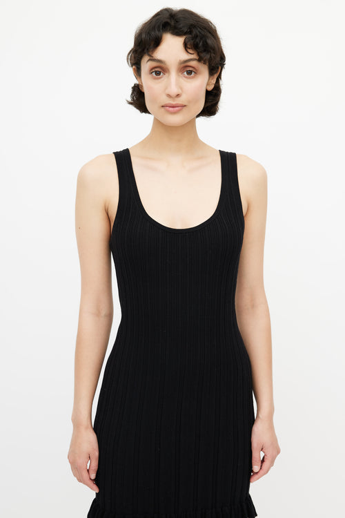 Derek Lam Black Ribbed & Ruffle Dress