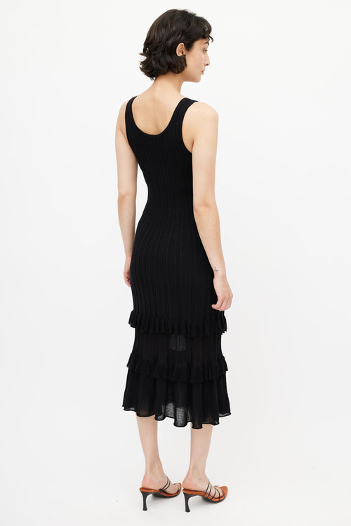Derek Lam Black Ribbed & Ruffle Dress