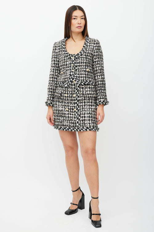 Derek Lam Black & White Tweed Sequinned Co-Ord Set