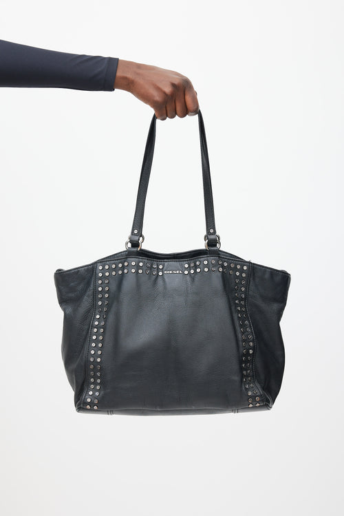Diesel Black & Silver Leather Stud Bag