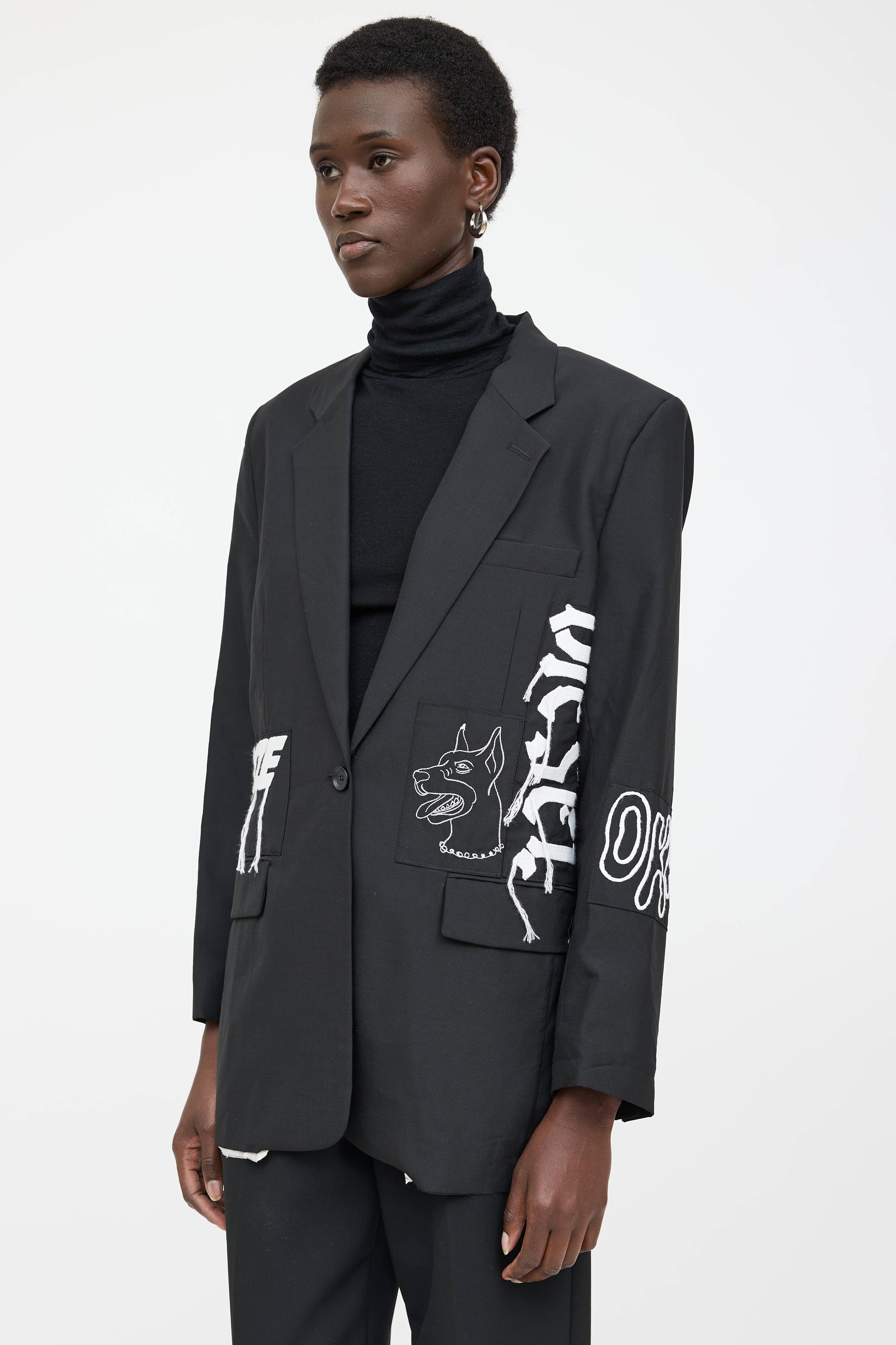 Diesel Wool Embroidered Blazer