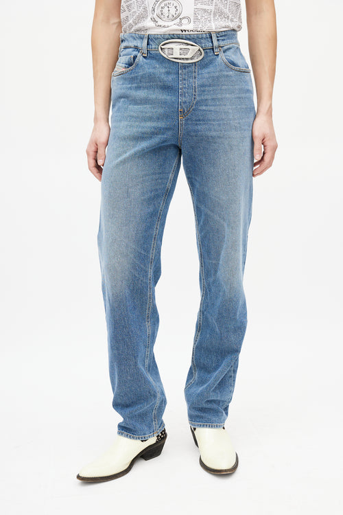 Diesel Blue & Silver 0lici Straight Denim Jeans