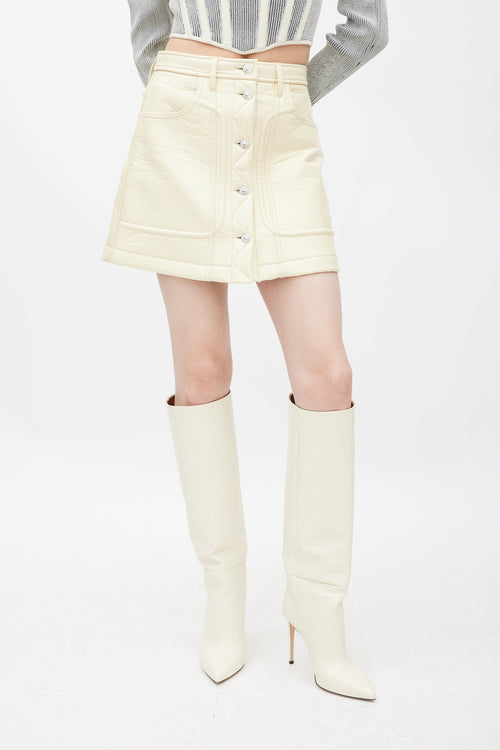Diesel Cream & Silver Vegan Leather Patent Skirt
