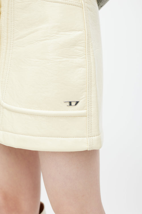Diesel Cream & Silver Vegan Leather Patent Skirt
