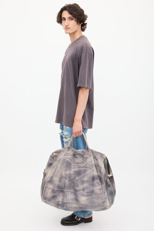 Diesel Grey & Cream Leather Dyed Tote Bag