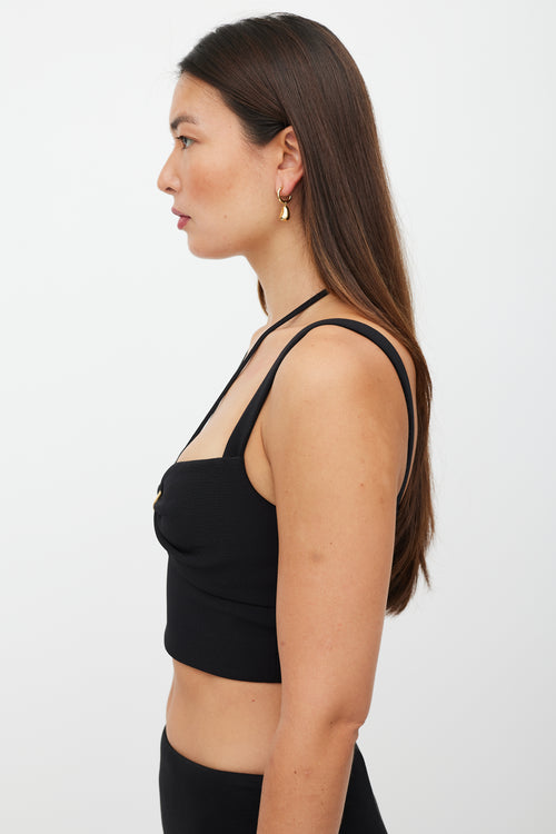 Dion Lee Black & Gold Gathered Cut Out Cady Top
