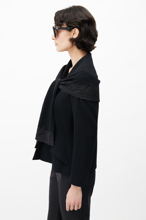 Dior 1990s Black Wool & Lace Shawl Collar Blazer