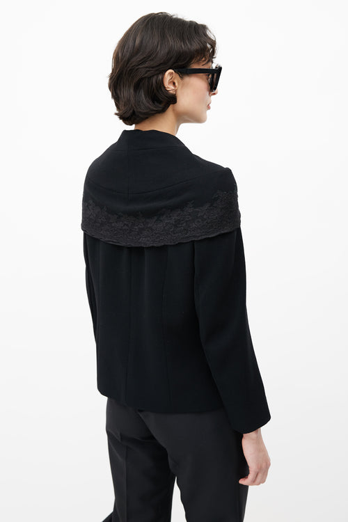 Dior 1990s Black Wool & Lace Shawl Collar Blazer