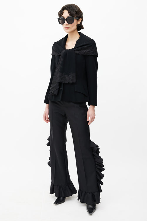 Dior 1990s Black Wool & Lace Shawl Collar Blazer