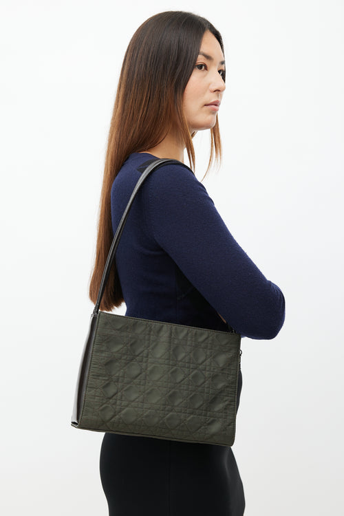 Dior 1999 Khaki Green & Brown Nylon Cannage Shoulder Bag