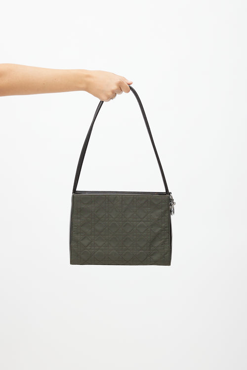 Dior 1999 Khaki Green & Brown Nylon Cannage Shoulder Bag