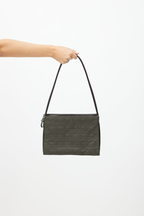 Dior 1999 Khaki Green & Brown Nylon Cannage Shoulder Bag