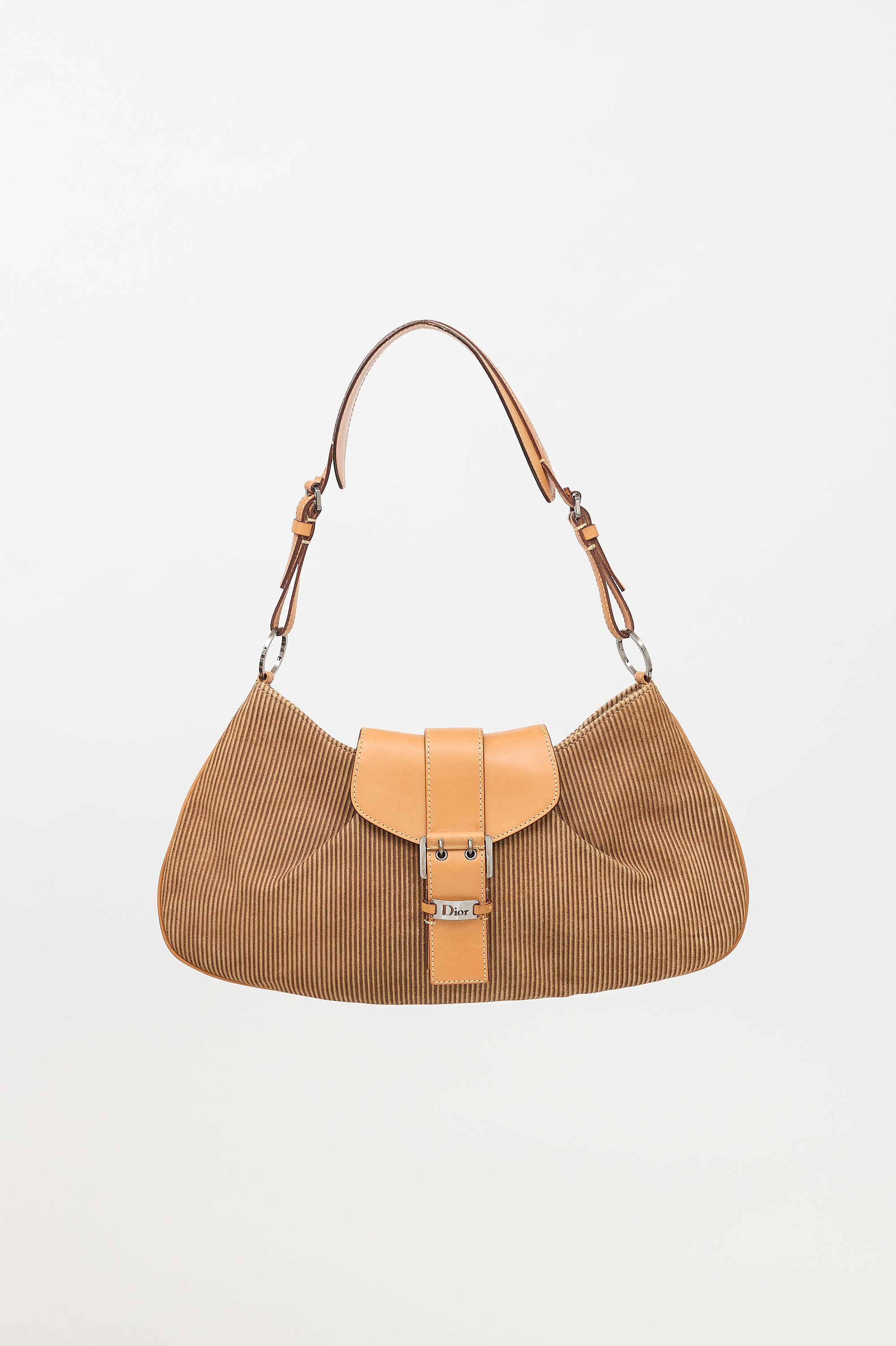 Dior 2002 Corduroy Buckled Shoulder Bag