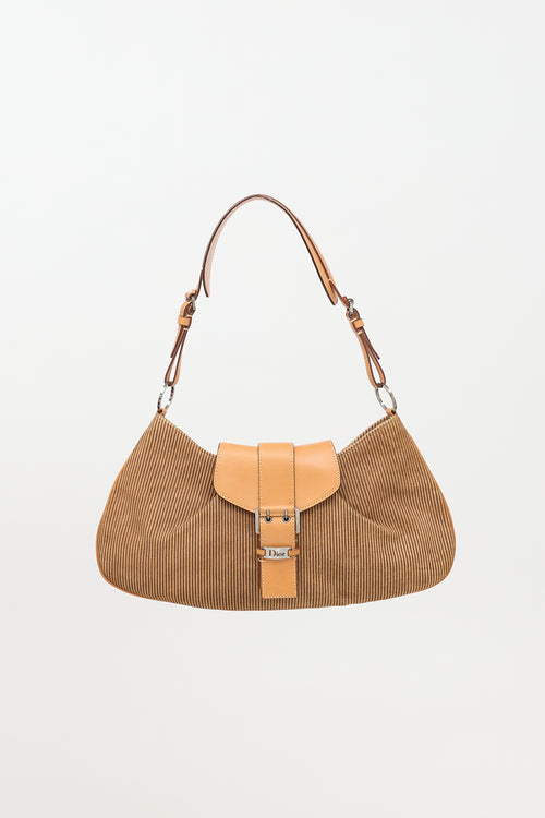 Dior 2002 Corduroy Buckled Shoulder Bag